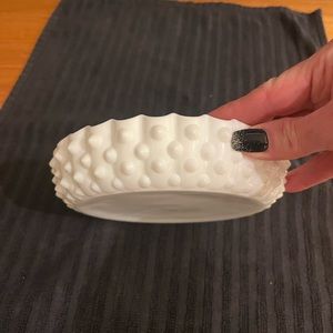 Round milk, glass dish